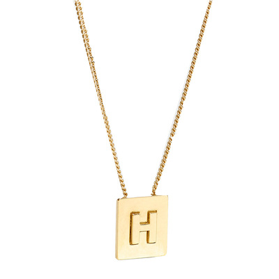 韩国东大门方形金属字母项链定制