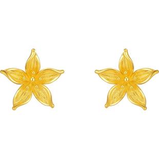 周六福黄金计价足金典雅百合花信耳饰公主嫁期指南系列新年礼物