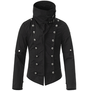 OV原创美式轻亚风金属双排扣外套女春季修身短款显瘦酷感夹克上衣