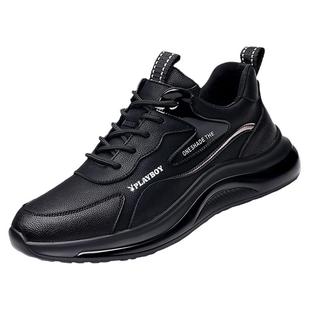 花花公子男鞋真皮2025秋季新款内增高休闲皮鞋男潮软底轻便运动鞋