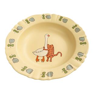 安木良品 大厂订单 韩国ins质感哑光黄色花边陶瓷汤饭碗餐菜盘子