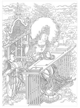 工笔画打印白描底稿实物打印高清人物佛像线描临摹过稿创作参考