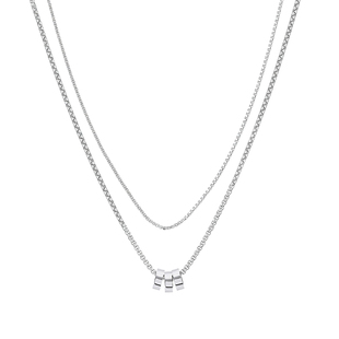 圆环转运吊坠项链女男款双层叠戴钛钢小众高级感长款夏日挂脖配饰