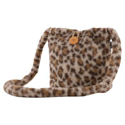 儿童豹纹毛绒斜挎包韩系单肩包