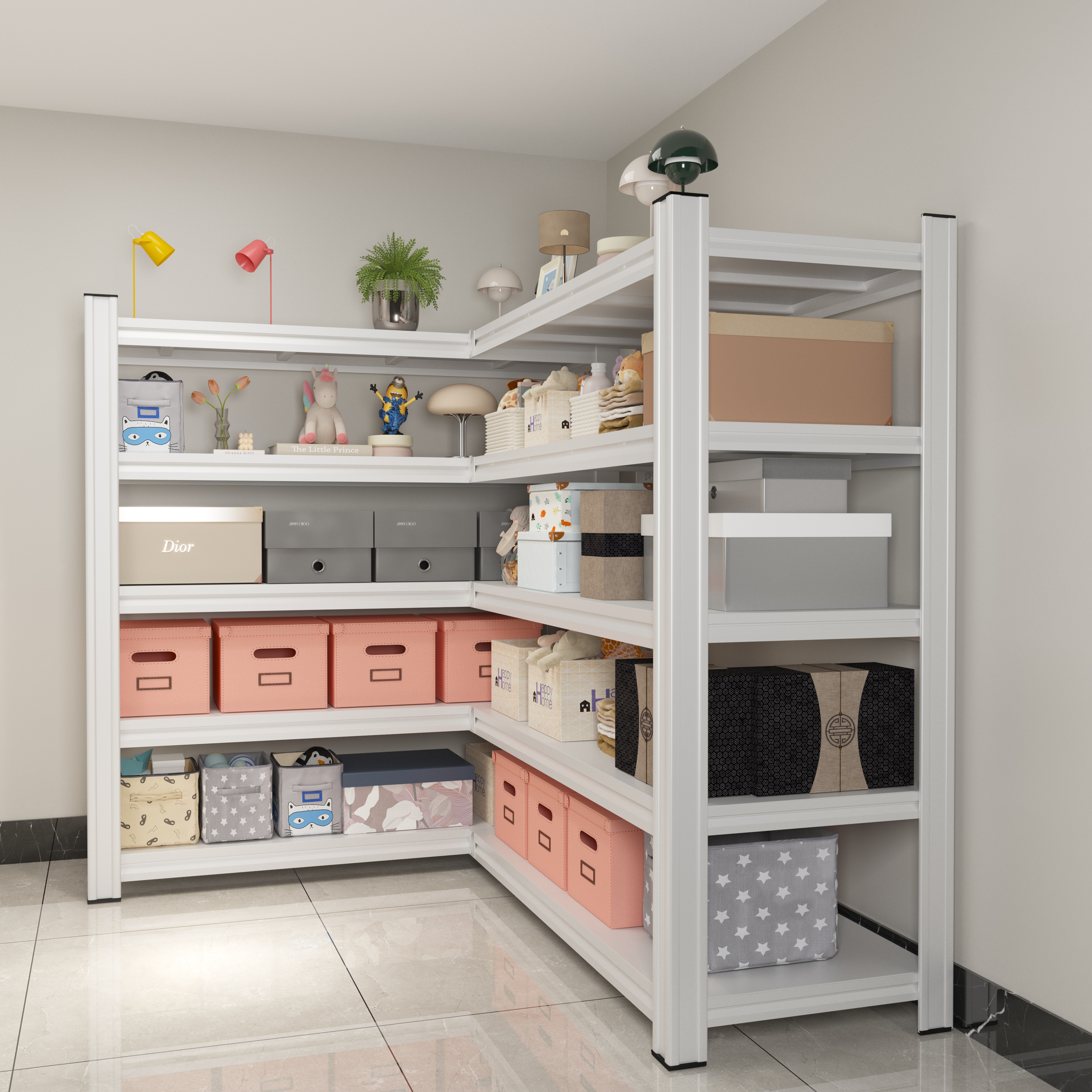 家用L型置物架拐角货架直角收纳架展示架多层阳台厨房转角杂物架