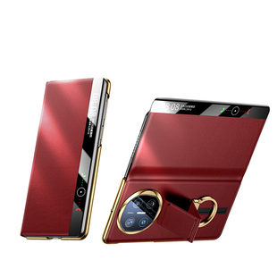 [顺丰]牛皮适用华为x6手机壳新款matex6典藏版保护壳真皮腕带支架磁吸翻盖高端超薄镜头全包matex6折叠屏外壳