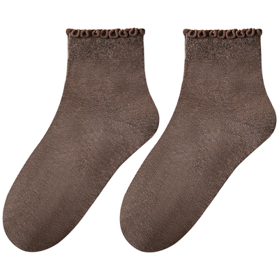 【木耳边纯棉短袜】配小皮鞋袜子