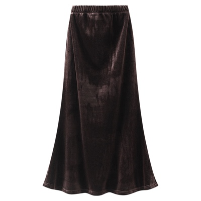 K821-加厚丝绒鱼尾半身裙