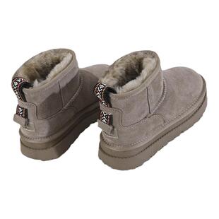 厚底雪地靴女2024新款防滑皮毛一体冬加绒民族风百搭东北保暖棉鞋