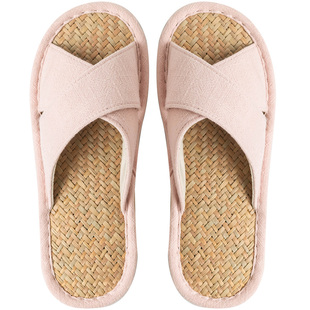 日式马兰草拖鞋女夏季家居室内草编竹席吸汗透气室内地板男不臭脚