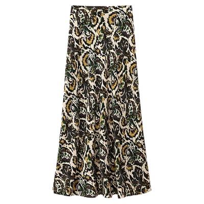 【2件8折】bash春季豹纹藤蔓复古印花度假风垂感半身裙1H25ONIN