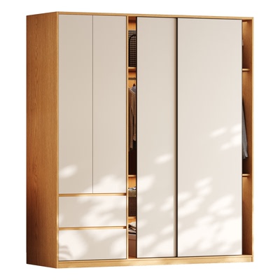 全实木橡木推拉门衣柜可定制