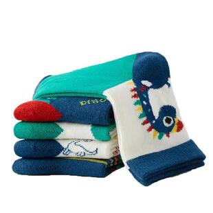 真维斯童装男童袜子秋冬款女童恐龙运动长袜儿童中筒袜5双装