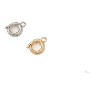 保色14K包金白K圆形百搭万能珍珠扣收尾吊坠扣卡扣连接扣饰品配件