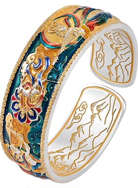 遇见敦煌足银999实心宽版开口银