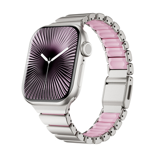 适用iwatchs11表带金属磁吸扣s10硅胶s9女生智能运动苹果手表s8腕带SE3高级感41mm女款applewatch奥氏体配件