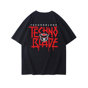 我的世界猪皇血神technoblade短袖游戏周边男生青少年夏季衣服T恤