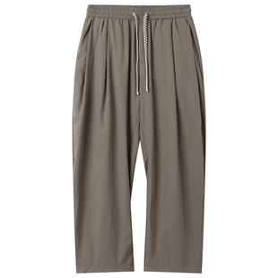 JDV男装商场同款春季新款灰色松紧腰宽松阔腿休闲裤子SPL56W2