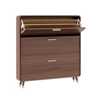 三梦全实木超薄鞋柜入户门家用门口收纳柜一体靠墙楼道外新款鞋架