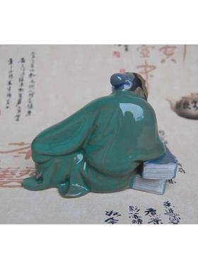 中式陶瓷悠然自得假山盆景摆件人物造景装饰品家居书桌台工艺品