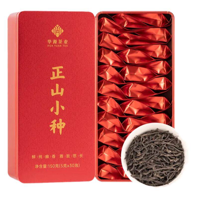 华源 茶叶武夷山正山小种红茶小泡袋礼盒装300g（150g*2盒）新茶
