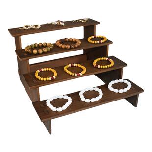复古加宽手镯摆摊架实木手串收纳道具手办公仔陈列道具饰品展示架