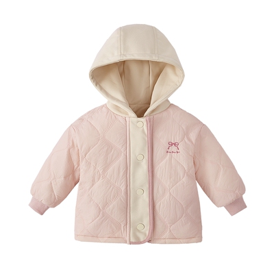 [抗菌远红外]加厚女童棉服儿童夹棉加绒小童连帽上衣宝宝秋冬外套