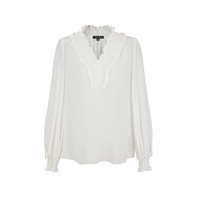 MARYLING白色V领真丝上衣
