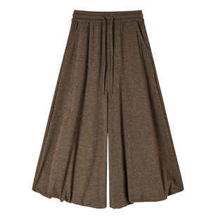 花苞裙裤女2025秋冬新款加绒加厚休闲高腰显瘦小个子宽松阔腿裤子