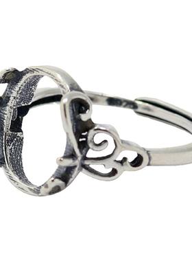 男女款S925纯银玉石镶嵌戒指空托