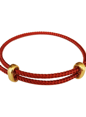 可穿黄金硬金转运珠钢丝绳手绳可调节钢丝手绳八字扣手链DIY手绳