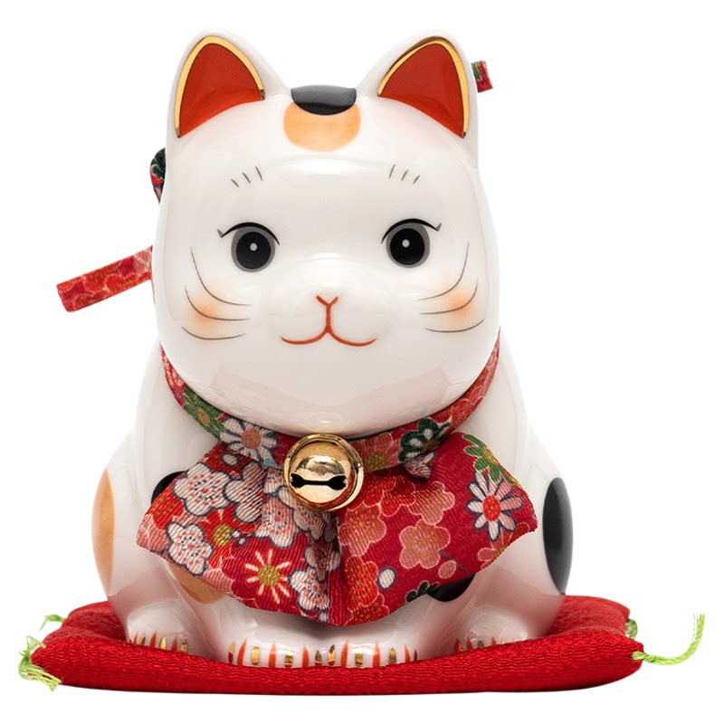 日本药师窑招财猫陶瓷摆件