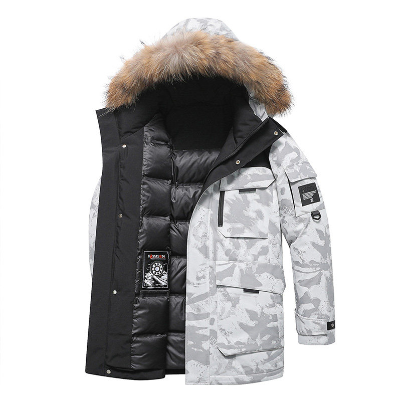 雪中飞加厚男女同款毛领羽绒服
