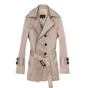 春秋韩版男装男士翻领双排扣中长款修身修身休闲风衣外套大衣6218