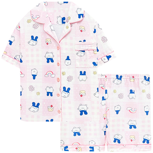 拓麻歌子卡通睡衣女夏季新款纯棉短袖短裤家居服夏天薄款两件套装