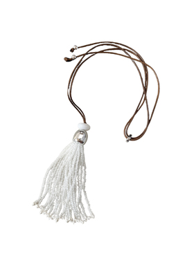 张悦儿同款白水晶流苏毛衣链女