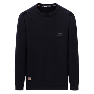 JEEP官方正品春秋冬新款圆领加绒卫衣男士长袖t恤宽松休闲上衣潮