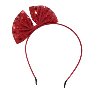 儿童发箍发饰学生舞蹈头饰金片闪亮蝴蝶结兔耳朵头箍红蓝黄色可爱