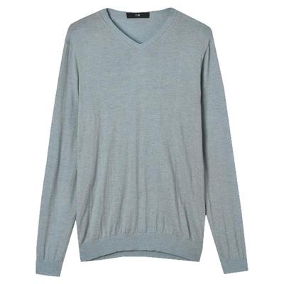 含羊毛V领上衣套头长袖毛衣