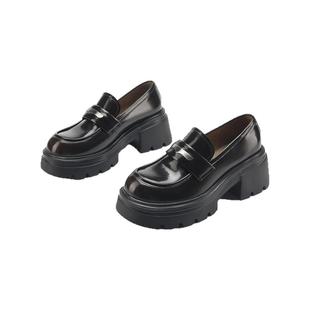 星期六厚底乐福鞋女鞋子2025春夏新款真皮英伦风小个子增高小皮鞋