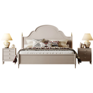 美式全实木床1.8米轻奢高端主卧大床1.5米现代简约次卧儿童云朵床