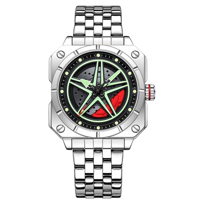 OFNS方形潮流男士五芒星旋转手表