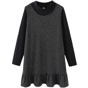 格雷系欧货套装胖莹莹大码女装秋冬打底衫小个子荷叶边背心连衣裙