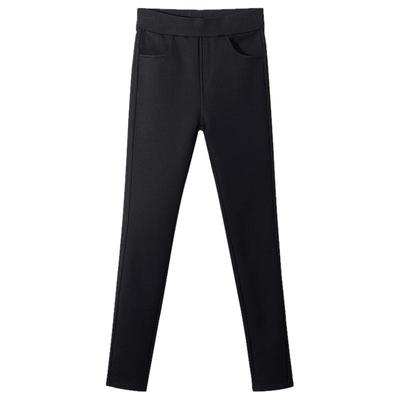 外穿高腰弹力加绒紧身黑色打底裤