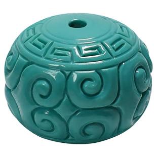 原矿湖北十堰秦古料高瓷绿松石回纹桶珠隔珠雕刻散珠星月DIY配饰