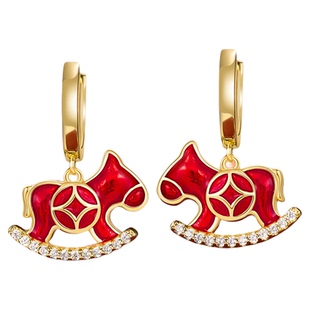 JAY原创生肖马耳环高奢红色耳饰女耳圈耳坠新年马年本命年礼物