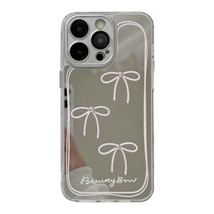 ins风立体珍珠蝴蝶结自带镜头膜适用苹果17手机壳补妆镜iPhone16ProMax新款15pro防摔12女款13硅胶14pro全包