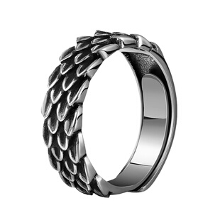 s925银活口龙鳞纯银戒指女小众国风饰品男潮时尚2024年本命年礼物