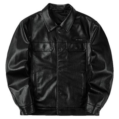 海澜之家山不在高翻领pu皮夹克男