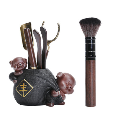 茶具配件茶道六君子福猪摆笔刷